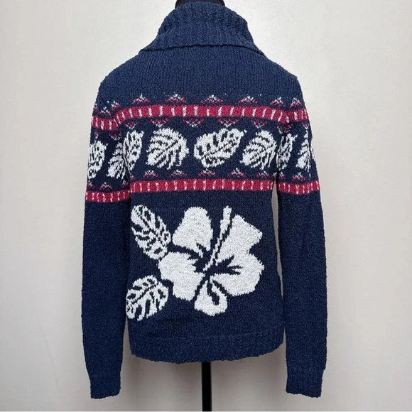 Tommy Bahama Womens  Xsmall Tropical Fair Isle Cardigan Ocean Deep - Picture 3 of 16